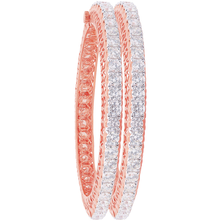 31.05Ct VVS/VS-HI Diamond Set Of 2Pcs Bangles in 18K Rose Gold