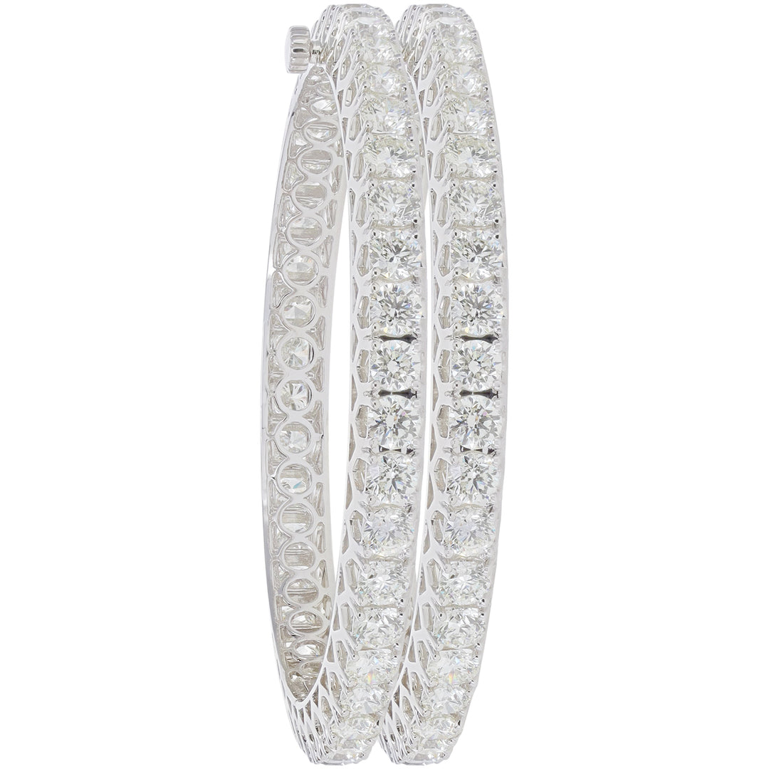 34.97Ct VVS/VS-GHI Diamond Set Of 2Pcs Bangles in 18K White Gold