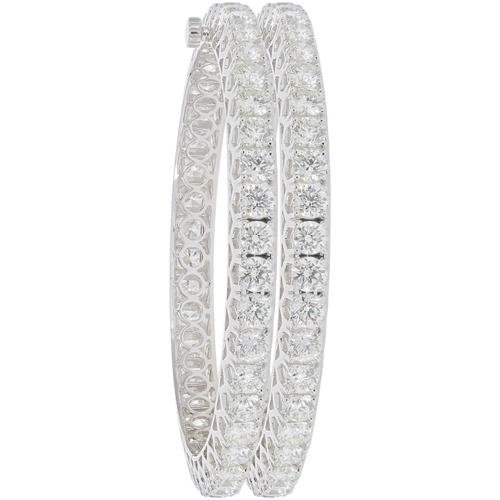 34.97Ct VVS/VS-GHI Diamond Set Of 2Pcs Bangles in 18K White Gold