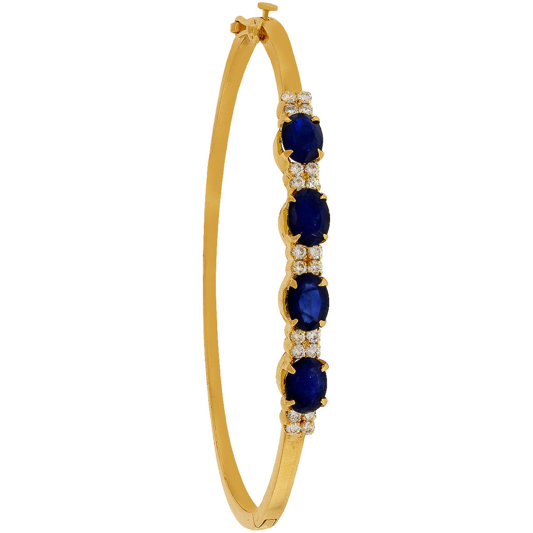 0.42Ct VS/GH Diamond Bangle Bracelet With Sapphire in 18K Gold