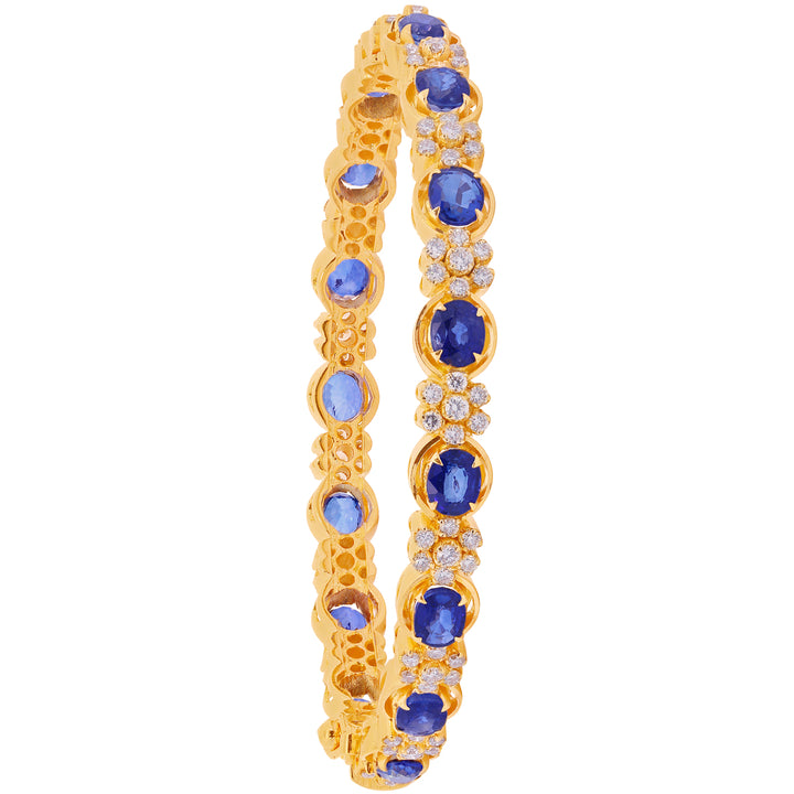 4.66Ct VS/GH Diamond 2pcs Bangle With Sapphire in 18K Gold