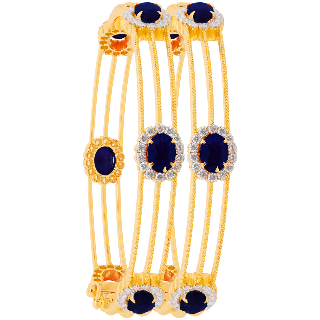 3.23Ct VS/GH Diamond 2pcs Bangle With Sapphire in 18K Gold