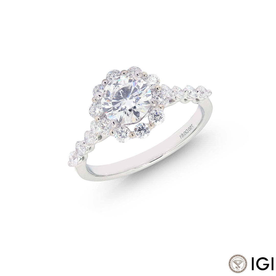 1.62CTW VVS1D IGI Certified Lab Grown Diamond Ring in 18K White Gold