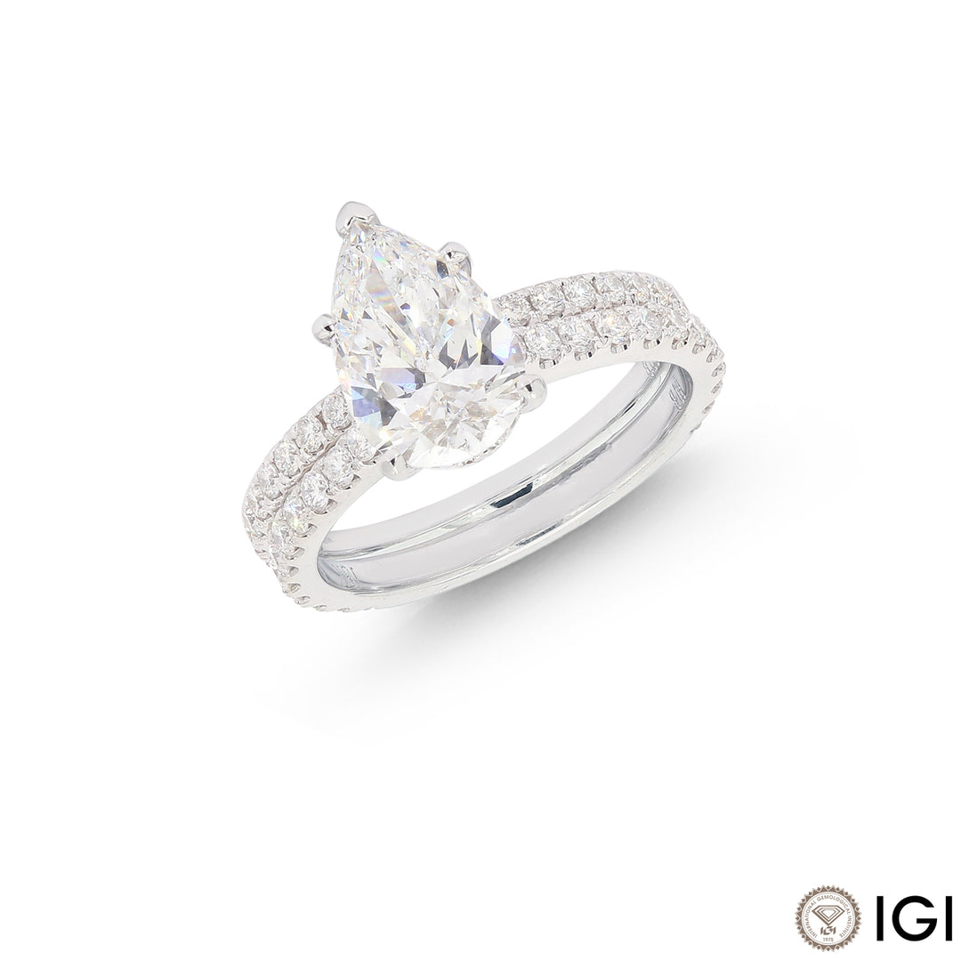 2.95CTW VVS2E IGI Certified Lab Grown Diamond Ring in 18K White Gold
