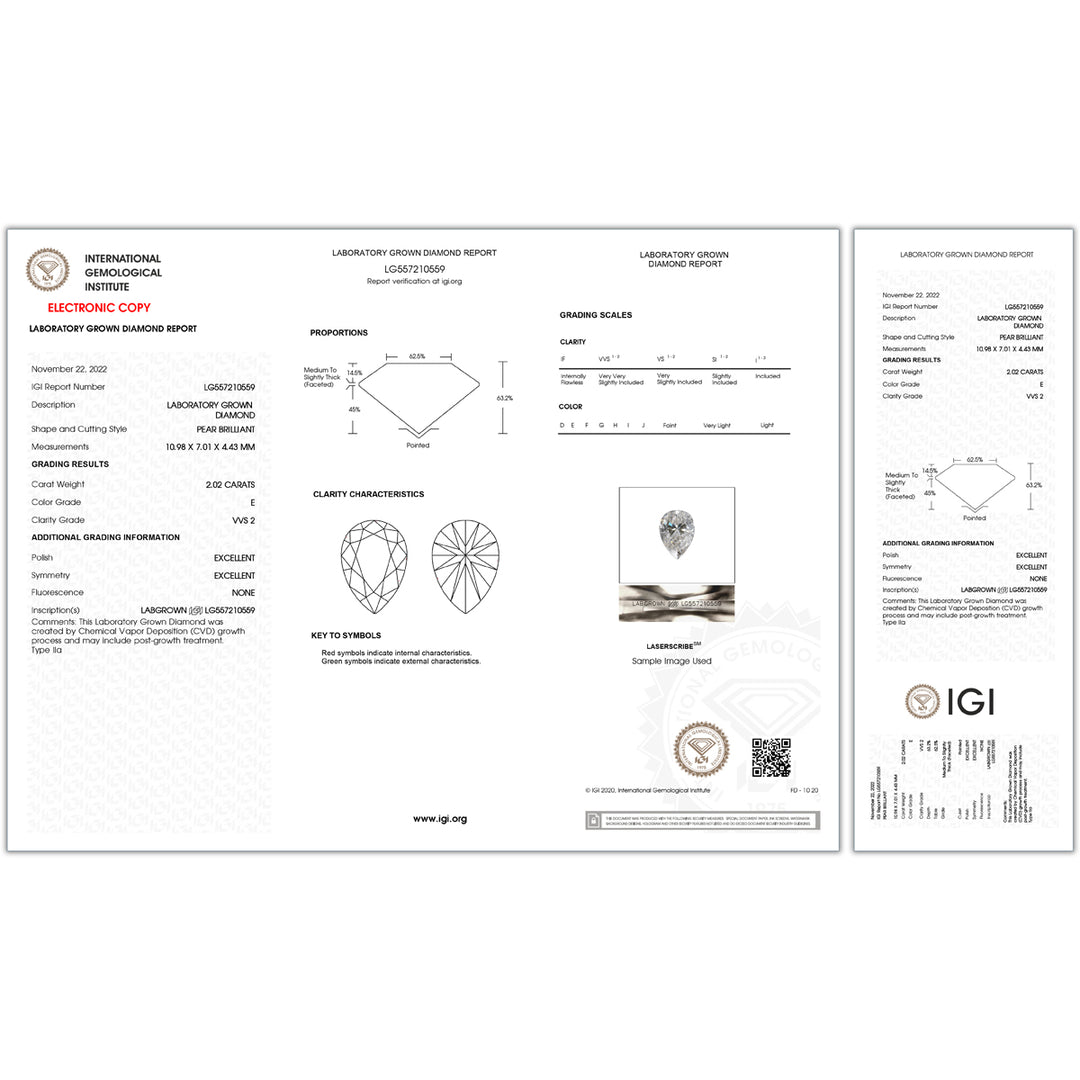 2.95CTW VVS2E IGI Certified Lab Grown Diamond Ring in 18K White Gold