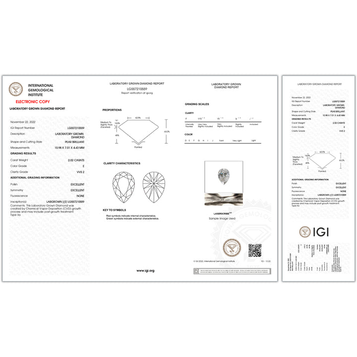 2.95CTW VVS2E IGI Certified Lab Grown Diamond Ring in 18K White Gold