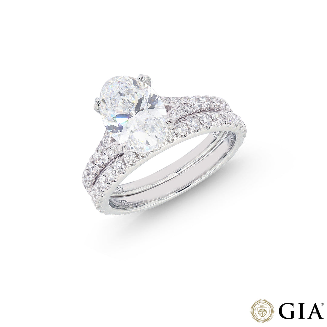 3.08CTW VVS1E GIA Certified Lab Grown Diamond Ring in 18K White Gold