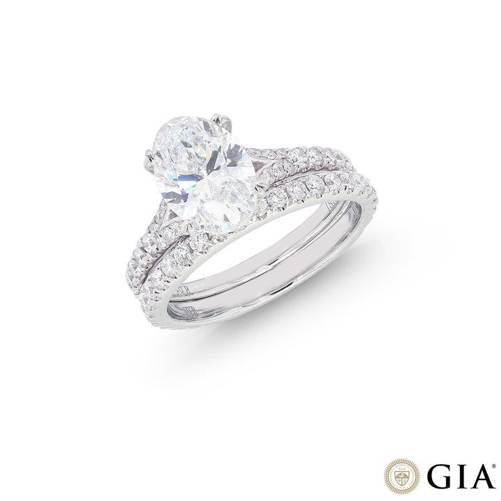 3.08CTW VVS1E GIA Certified Lab Grown Diamond Ring in 18K White Gold