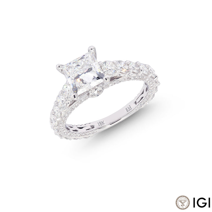 3.26CTW VVS2D IGI Certified Lab Grown Diamond Ring in 18K White Gold