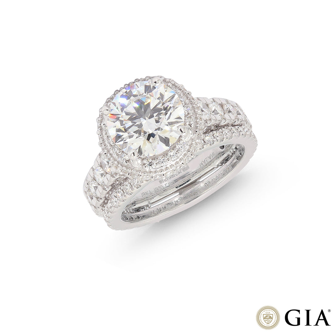 4.03CTW VVS2F GIA Certified Lab Grown Diamond Ring in 18K White Gold