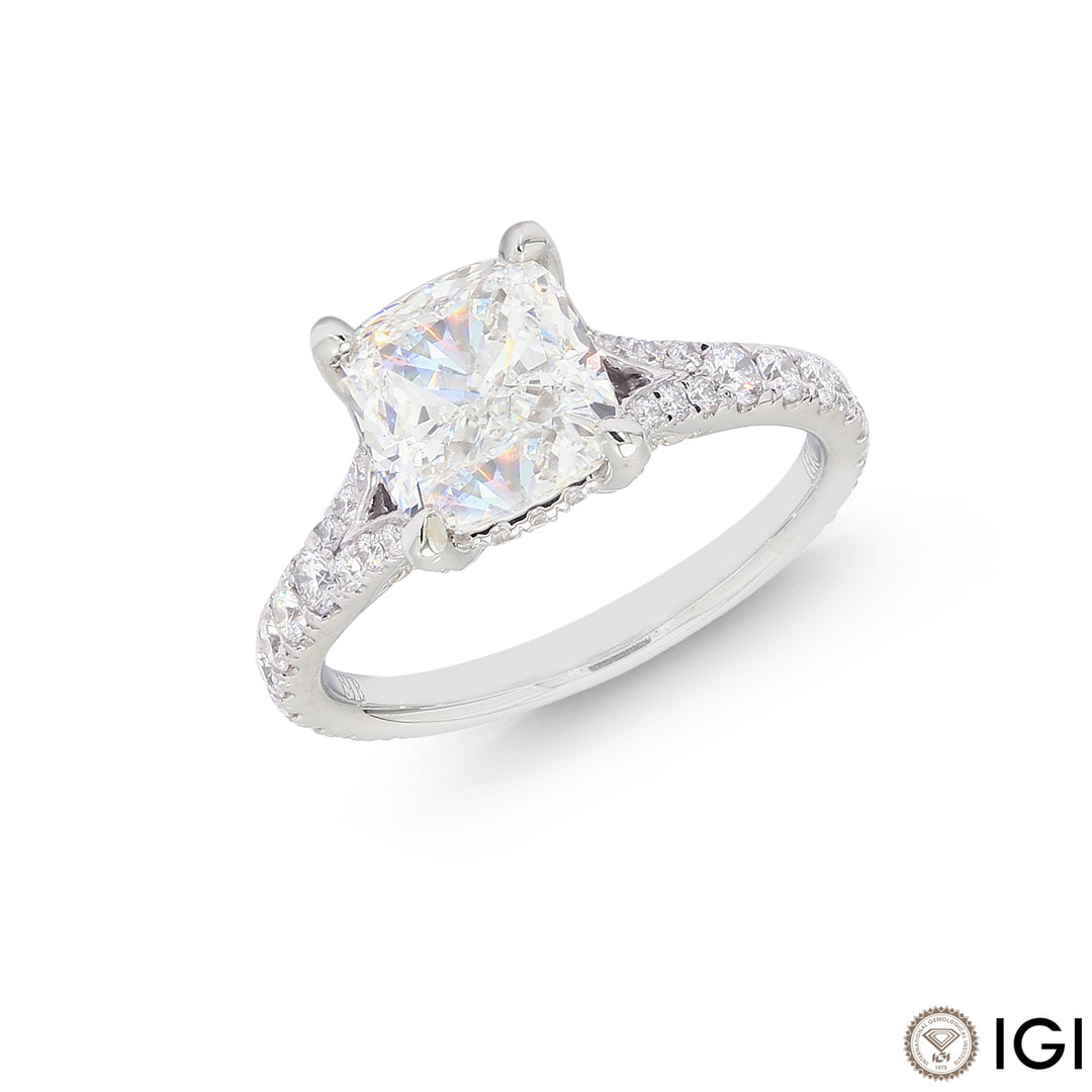 3.35CTW VVS1/D IGI Certified Lab Grown Diamond Ring in 18K White Gold