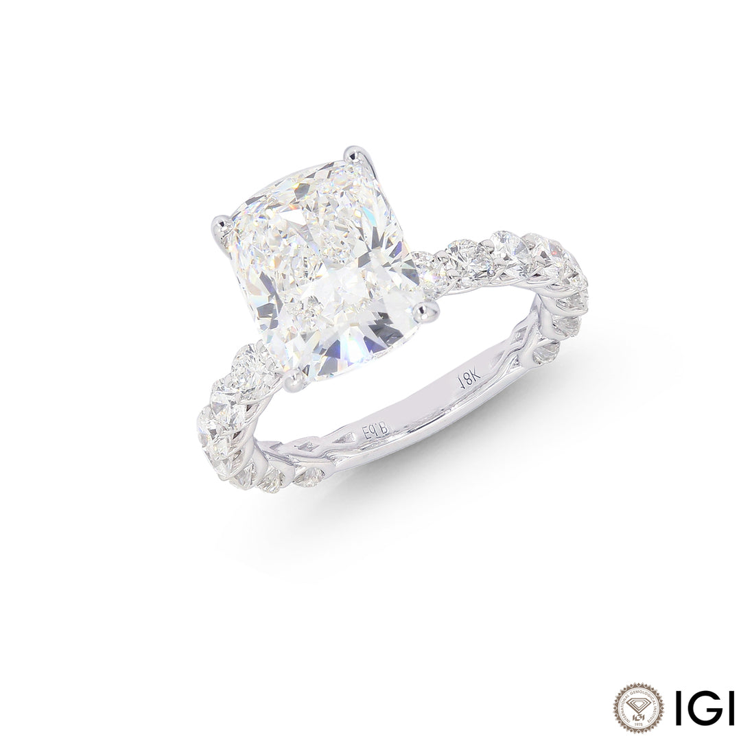 5.77CTW VVS1/E IGI Certified Lab Grown Diamond Ring in 18K White Gold