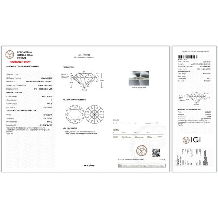 5.10CTW VVS2/F IGI Certified Lab Grown Diamond Ring in 18K White Gold