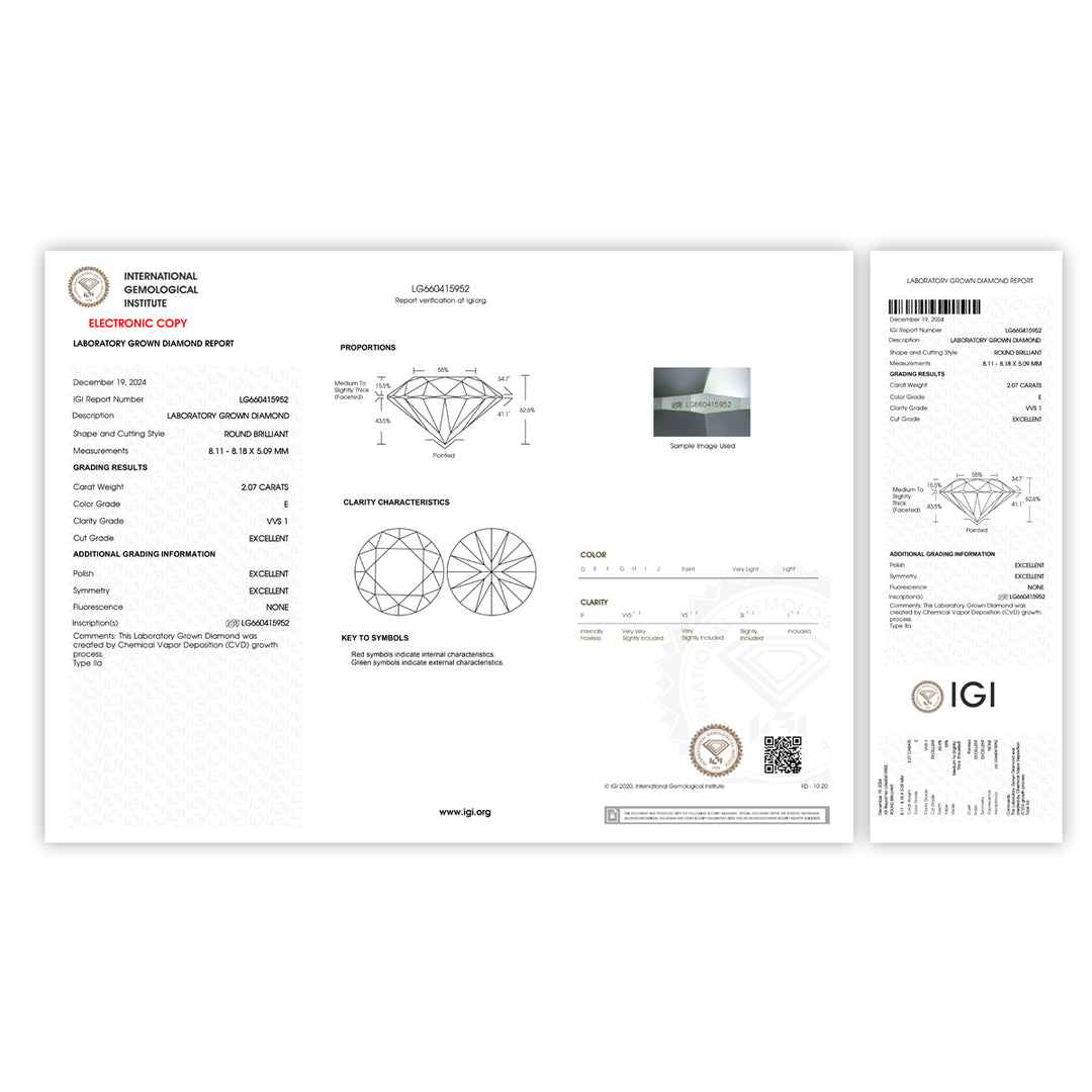2.98CTW VVS1/E IGI Certified Lab Grown Diamond Ring in 18K White Gold