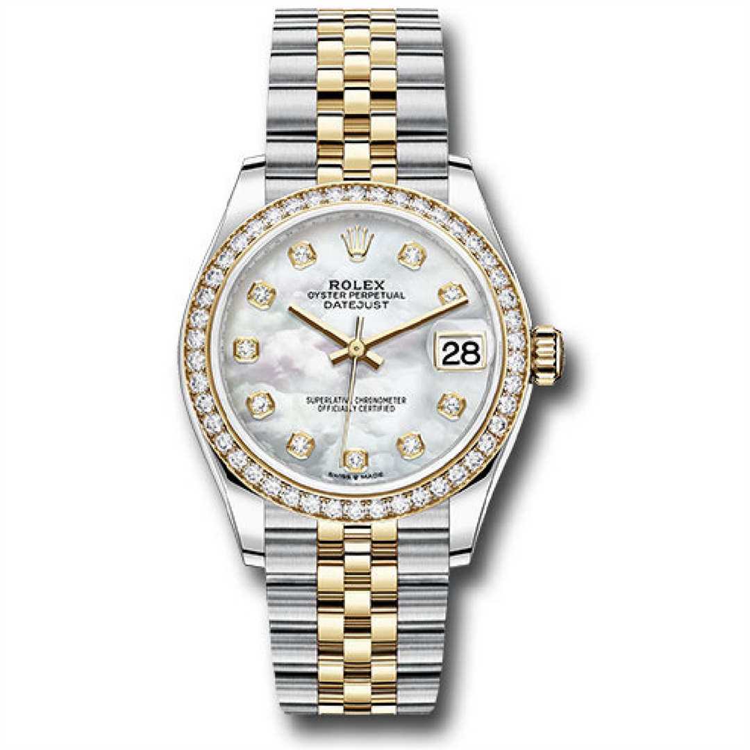 Datejust 31 Custom Mother of Pearl Diamond Dial with Diamond Bezel & Jubilee Bracelet in 18K Gold & Stainless Steel