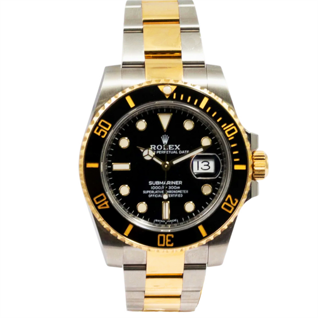 Submariner Date Black Dial 18-Karat Gold and Stainless Steel Oyster Bracelet