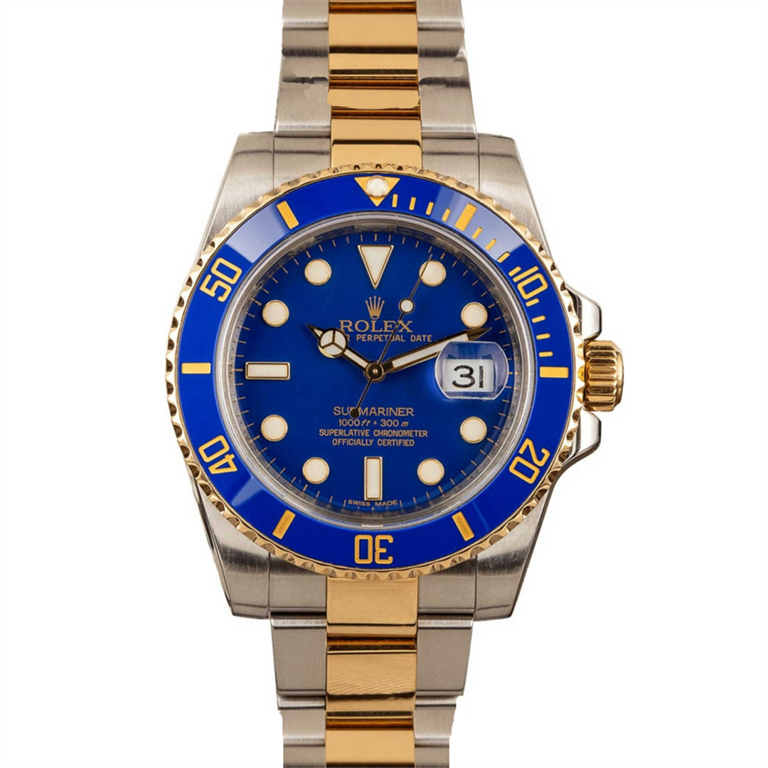 Submariner 40 Blue with Date Oyster Bracelet in 18-Karat Gold and Stainless Steel