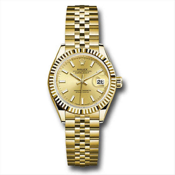 Datejust 26 President Champagne Stick Dial 18-Karat Gold Jubilee Bracelet