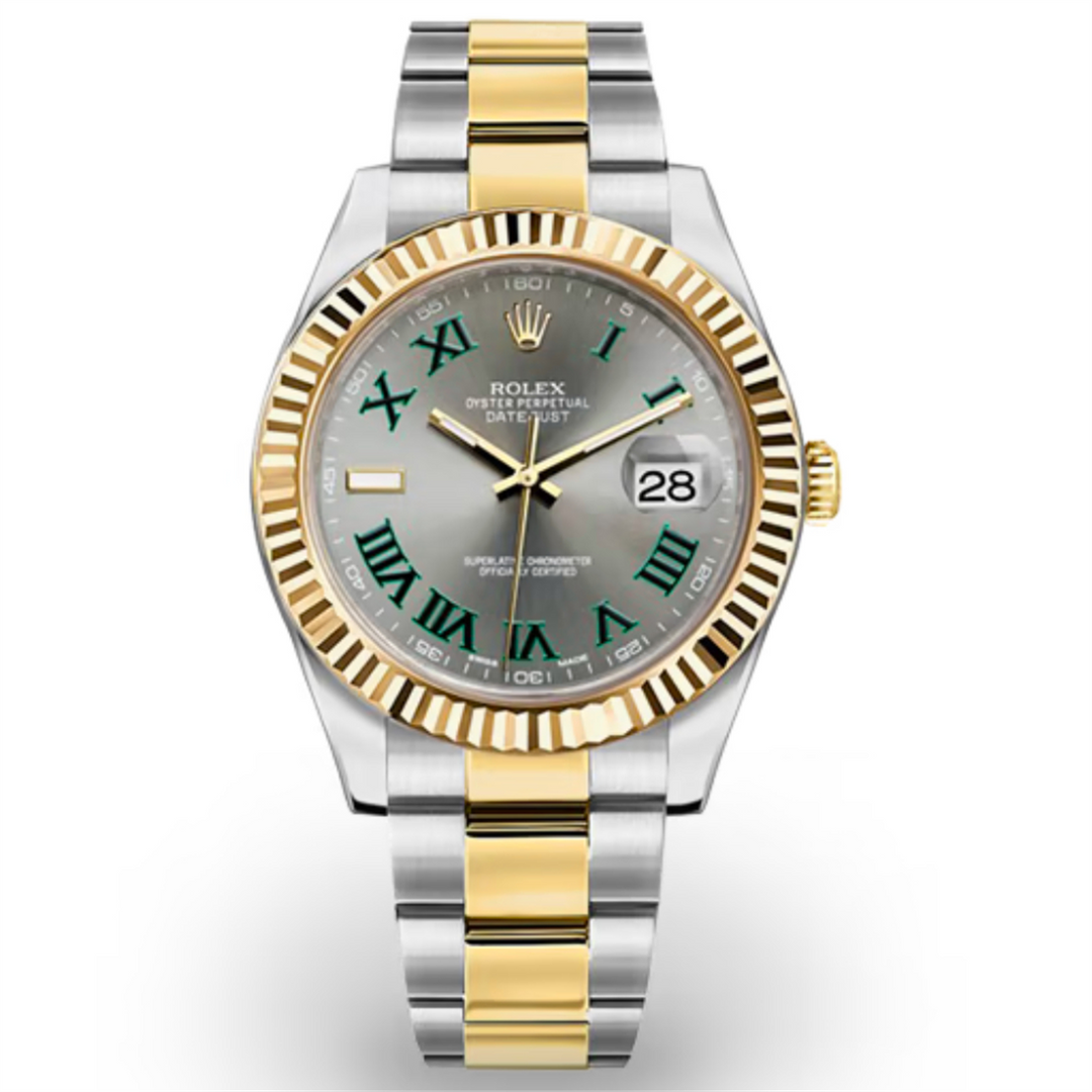 Datejust 41 Wimbledon Dial  Oyster Bracelet in 18-Karat Gold and Stainless Steel