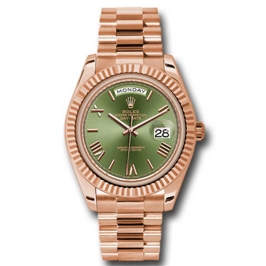 Day Date 40 Olive Green Roman Dial 18-Karat Rose Gold Presidential