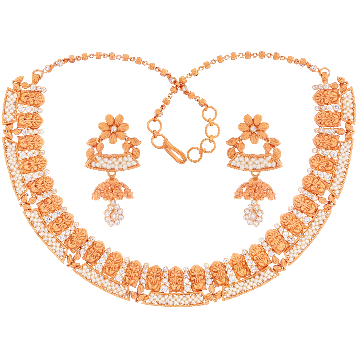 Malani Jewelers | Artisan Antique Necklace Set With White Polki Stones ...