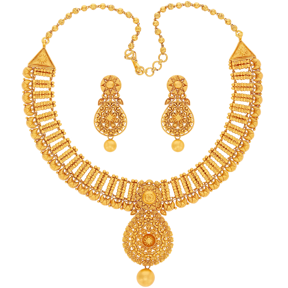 Malani Jewelers Graceful Antique Necklace Set In 22k Gold