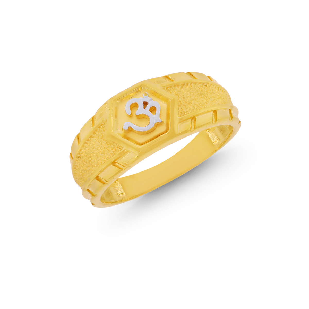 Om Two Tone Men's fancy gold Ring in 22K Gold Sophisticated