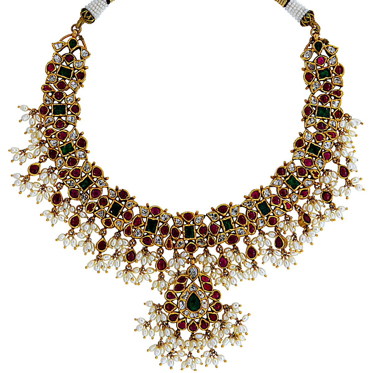 Malani Jewelers | 5.09CTW Rose Cut Diamond Necklace in 22K Gold