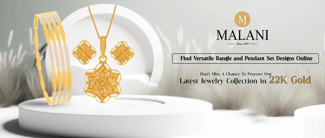 Own The Glam You Deserve! Make Our One-of-a-kind Pendant Set & Bangle in 22K Gold Your Ultimate Pick