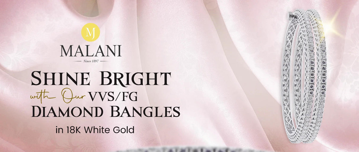 Shop 18K White Gold Bangles For Women now with VVS/FG Diamonds