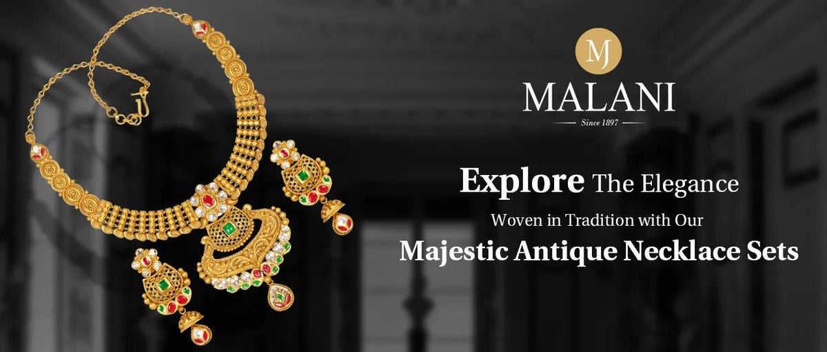 Discover the Ancient Threads of Elegance with Our 22K Antique Necklace Sets