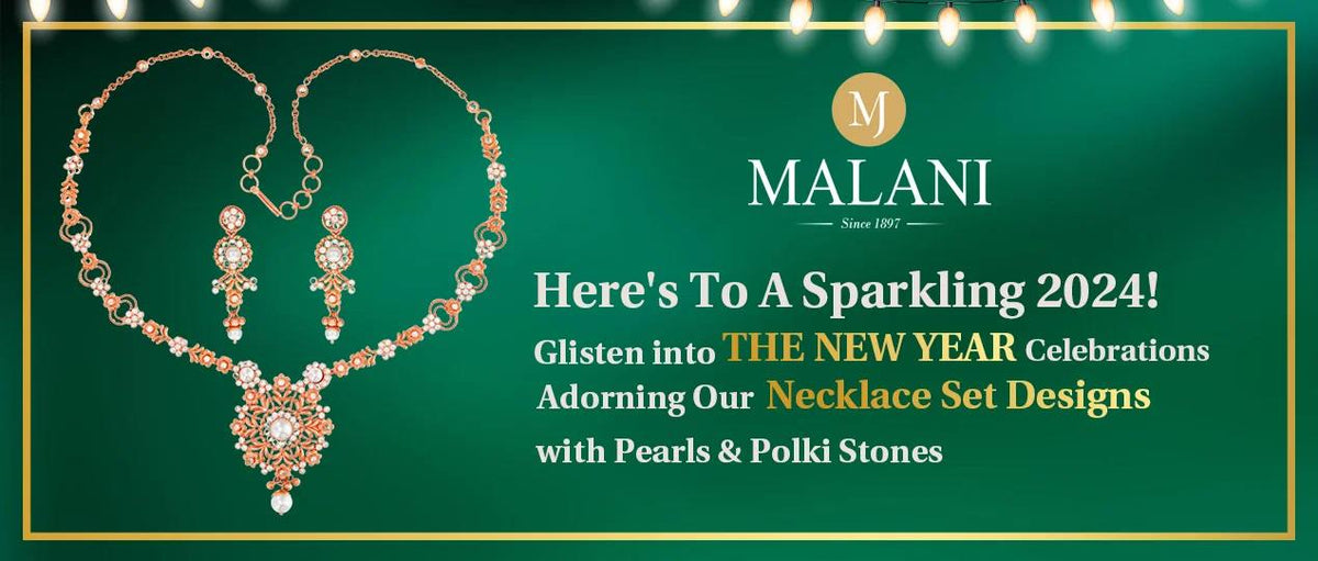 Let Our Necklace Sets Adorned with Pearls and Polki Stones add Charm to Your New Year Celebration