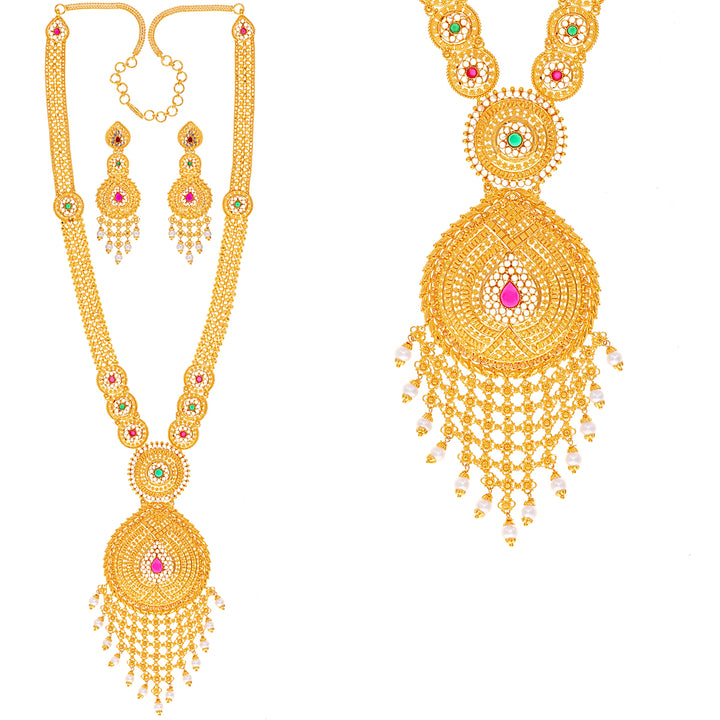 Alluring Paata Haaram With Gemstones in 22K Gold