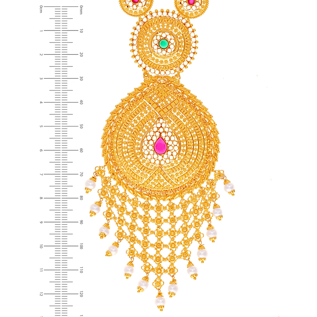 Alluring Paata Haaram With Gemstones in 22K Gold
