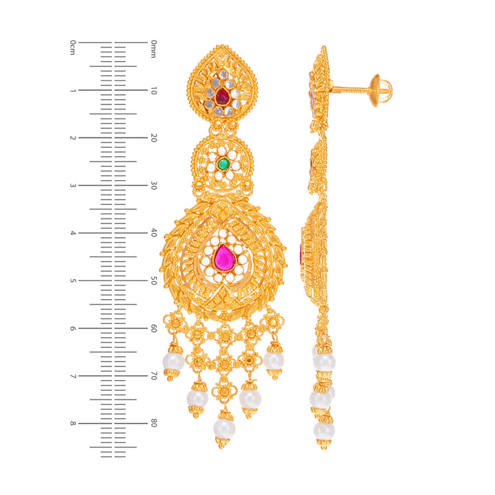 Alluring Paata Haaram With Gemstones in 22K Gold