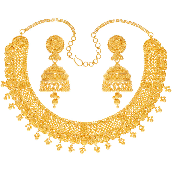 Mesmerizing Floral Necklace Set in 22K Gold