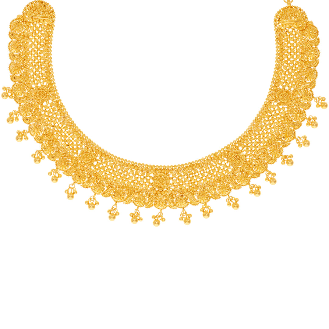 Mesmerizing Floral Necklace Set in 22K Gold