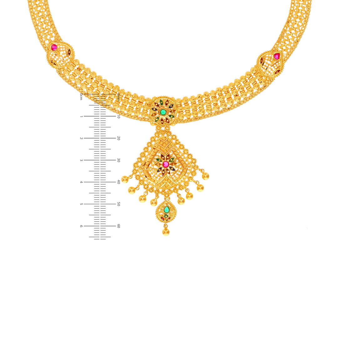 Gorgeous Minakari Necklace Set With CZ in 22K Gold