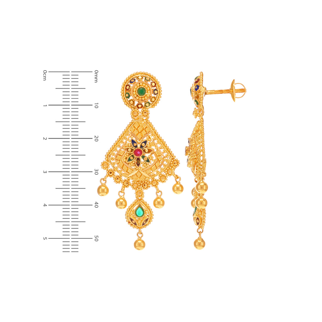 Gorgeous Minakari Necklace Set With CZ in 22K Gold