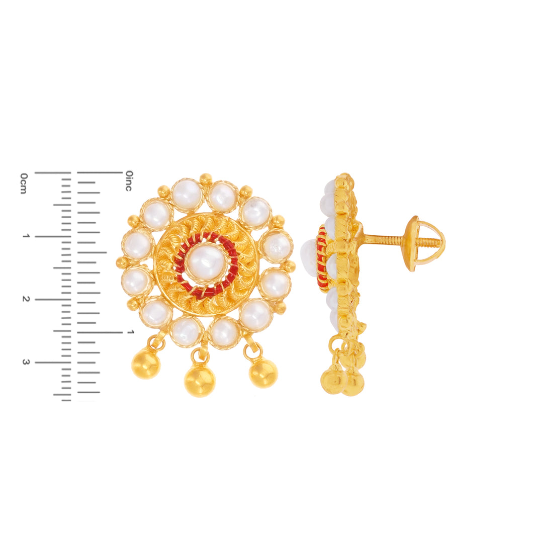 Gorgeous Minakari Necklace Set With Pearl in 22K Gold