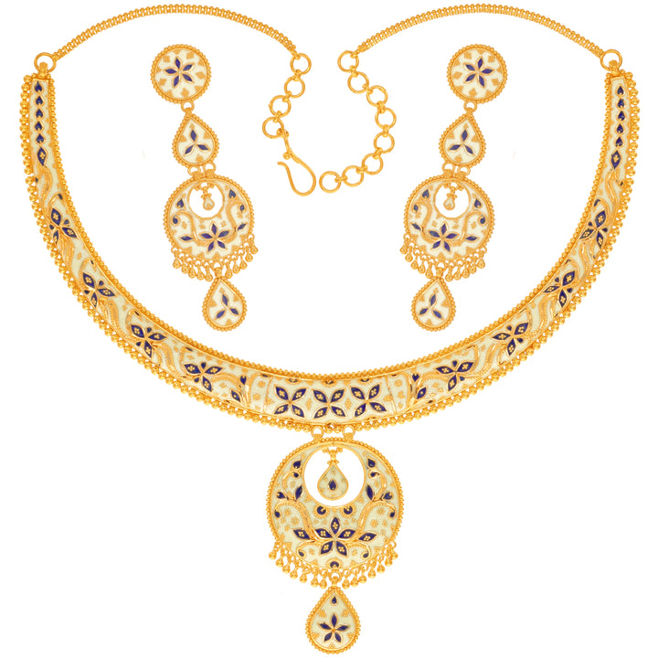 Gorgeous Minakari Necklace Set in 22K Gold
