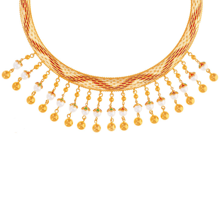 Intriguing Minakari Hansli Necklace Set in 22K Gold