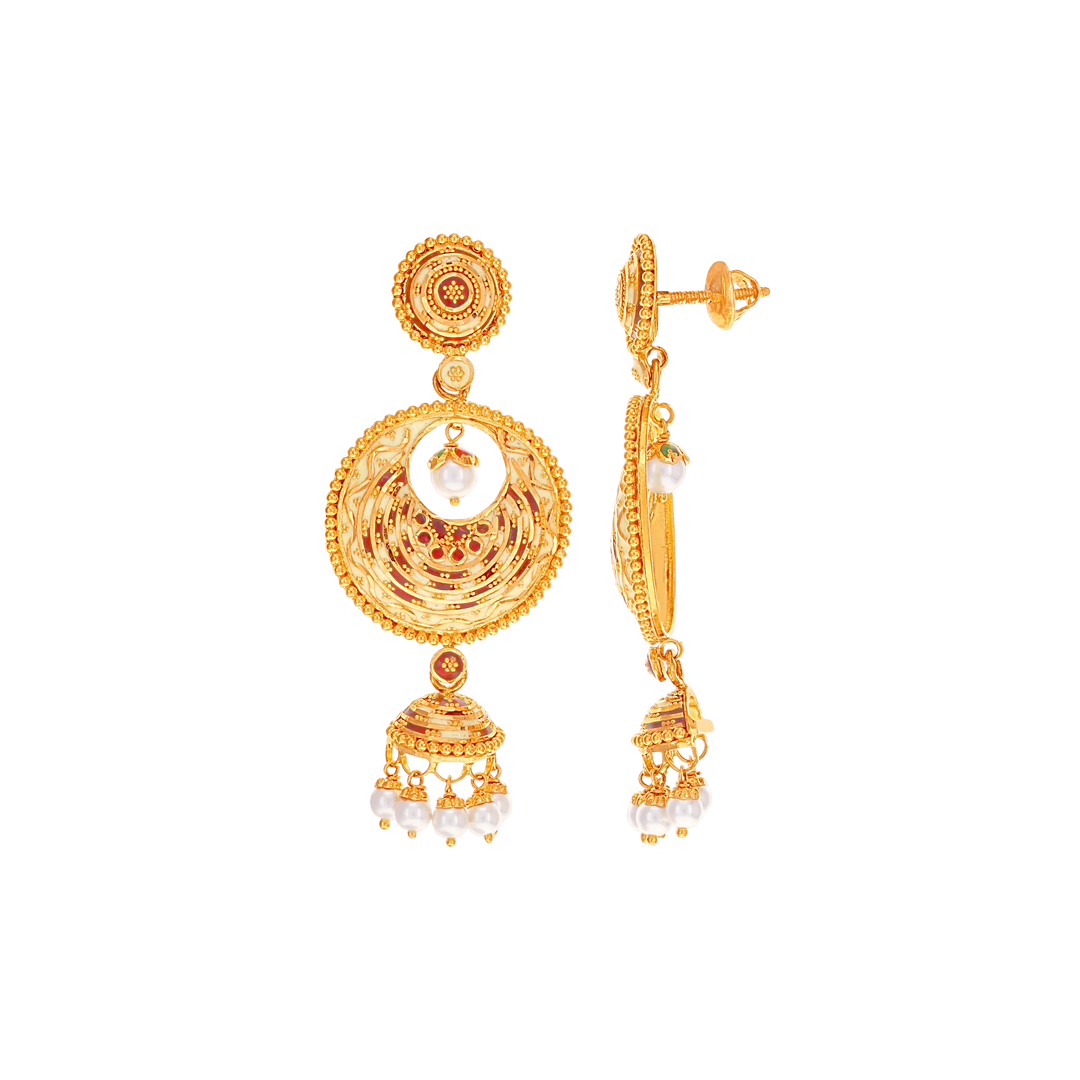 Intriguing Minakari Hansli Necklace Set in 22K Gold