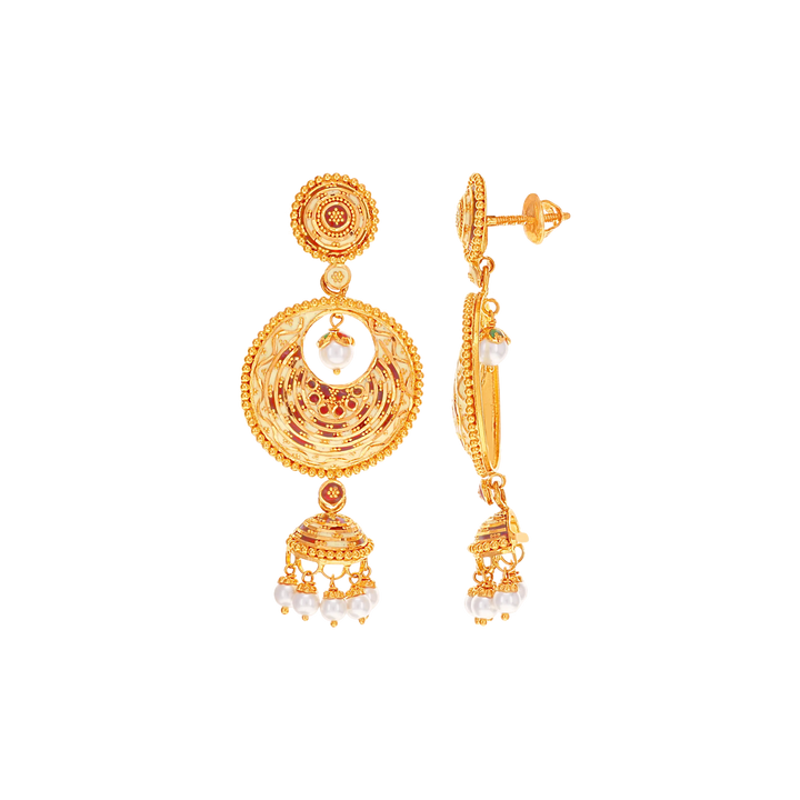 Intriguing Minakari Hansli Necklace Set in 22K Gold