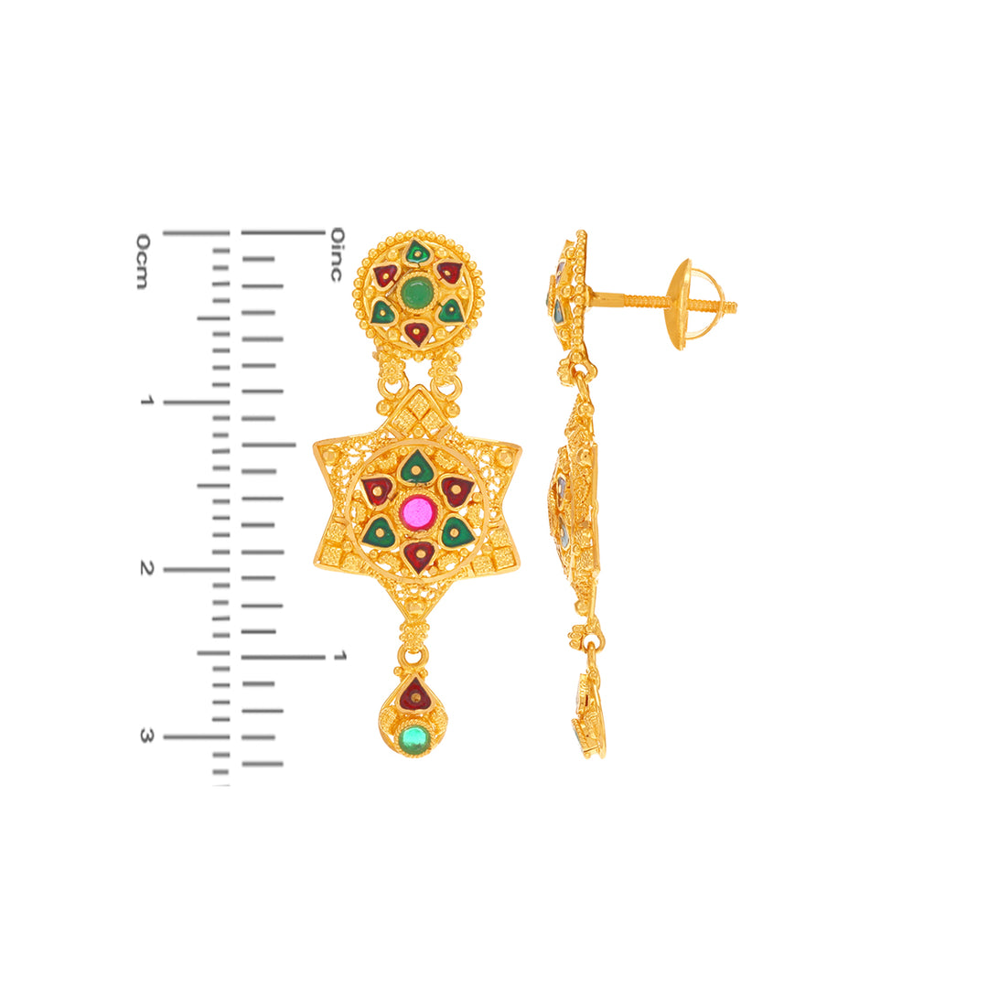 Artistic Minakari Patta Haarm With Gemstones in 22K Gold