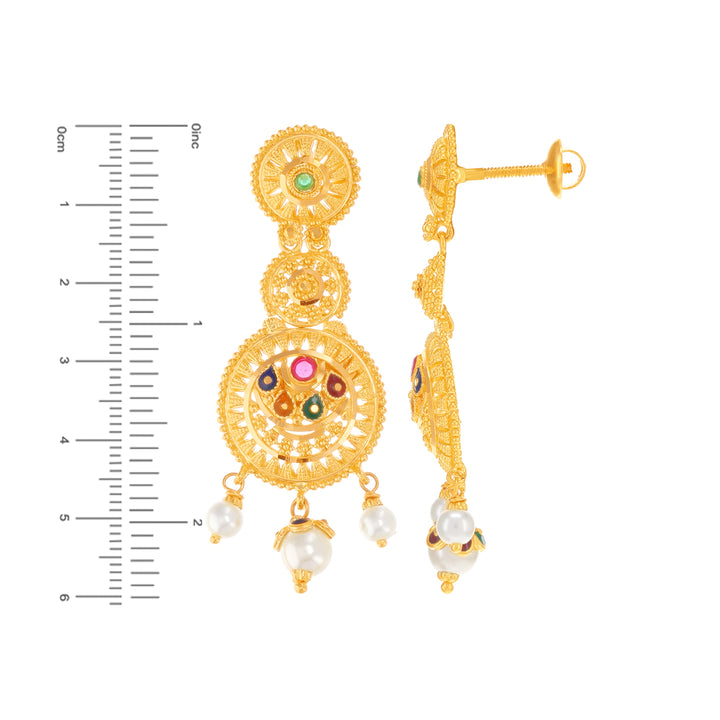 Artistic Minakari Necklace Set With Gemstones in 22K Gold