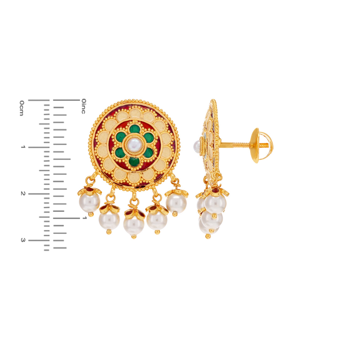 Exquisite Minakari Choker Set With Pearl in 22K Gold