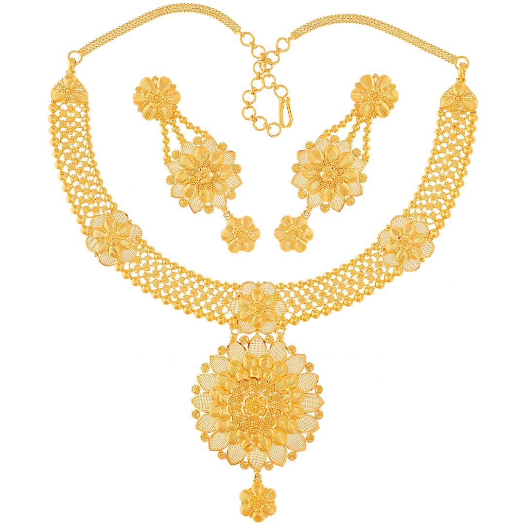 Opulent Necklace Set in 22K Gold