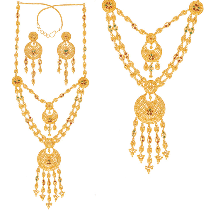 Delightful Minakari Paata Haaram in 22K Gold