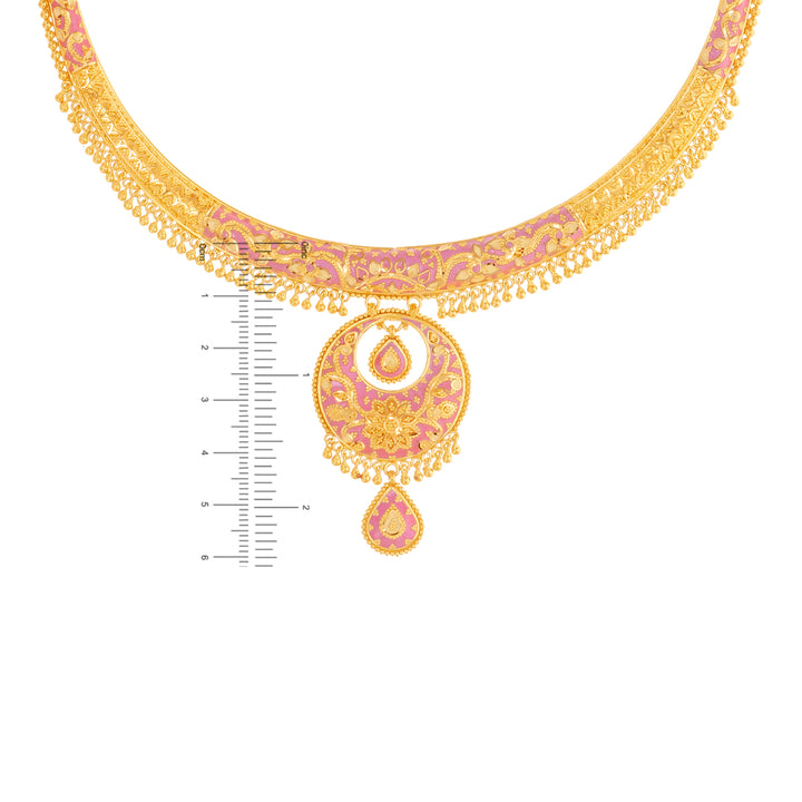 Intriguing Minakari Hansli Necklace Set in 22K Gold